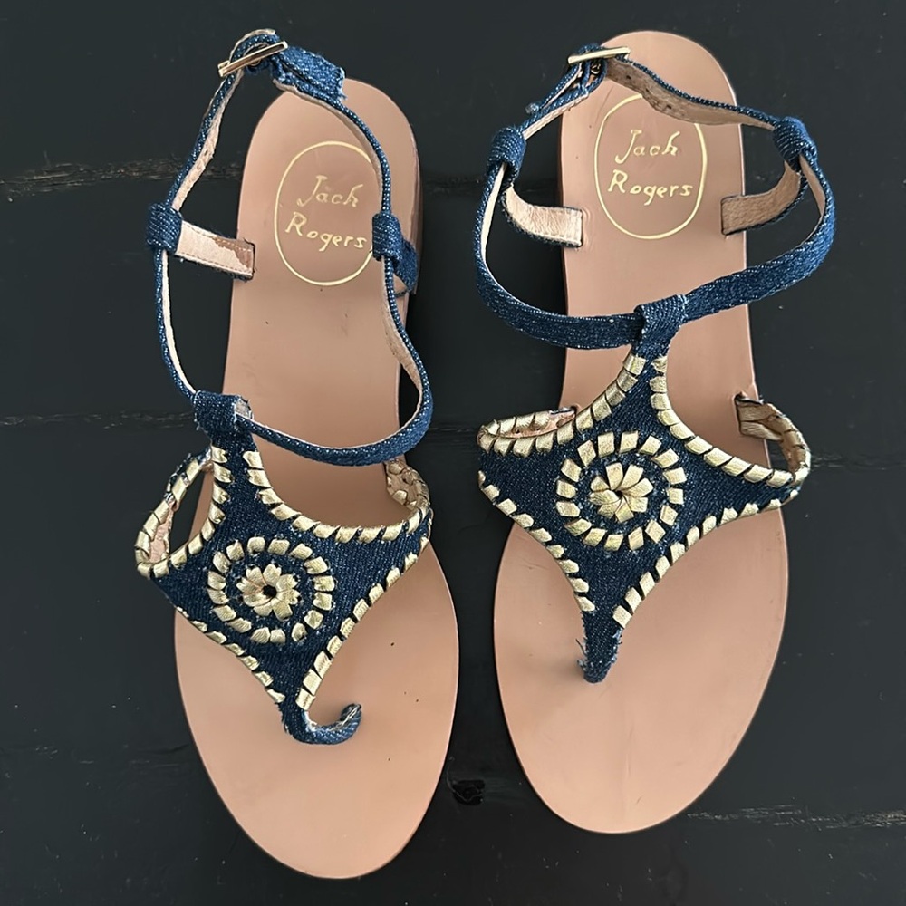 Jack Rogers Denim block heel sandal